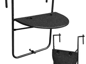 Balkongbord hopfällbart hängande på balustrad svart