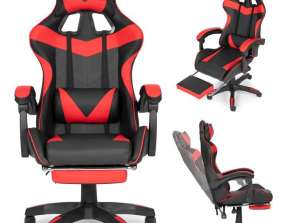 Balde cadeira gamer cadeira de escritório com ajuste e almofadas apoio para os pés vermelho