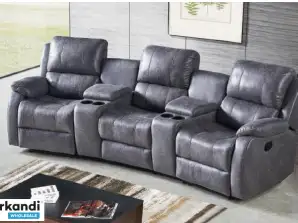 Happy Home Home-Cinema 3-seater upholstered set grey in 
