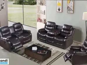 Happy Home Relax Sofa Set 3 Pieces with 5 relaxation functions brown