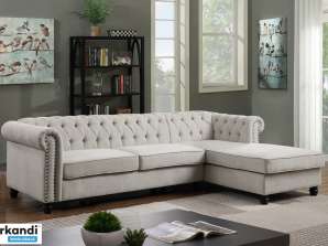 Happy Home Тапициран дизайн Ъглов диван Светло сив 203 х 88 х 76 см