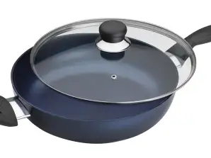 Large capacity pan COLOR with counter handle 28 cm and glass lid silver/blue/violet