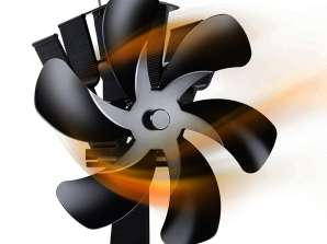 Odun sobası için soba fanı – Ecofan – Elektriksiz – Şömine fanı – Dayanıklı – Siyah