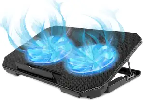 laptop cooler fluisterstil met dubbele ventilator – verstelbare laptop standaard tot 17.6 inch  laptop koeler – laptop cooling pad