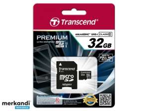 Transcend MicroSD / SDHC карта 32 ГБ UHS1 с адаптером TS32GUSDU1