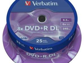 DVD R 8,5GB Verbatim 8x DL Mattsilver SF 25 CB 43757