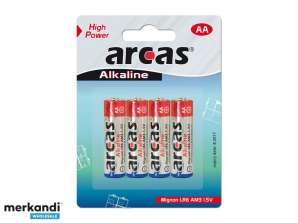 Batterij Arcas Alkaline Mignon AA 4 stuks.