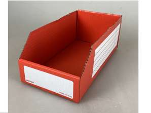 500 stk Røde lagerbokser 285 x 147 x 108 mm, Gjenværende lagerpaller Engros for forhandlere