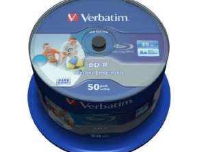 BD R 25GB Verbatim 6x DATALIFE Bläckstråleskrivare vit HTL 50er Cakebox 43812