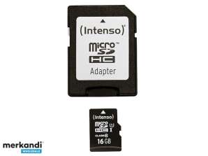 MicroSDHC 16GB Intenso Premium CL10 UHS I adapterblister