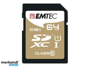 SDXC 64GB Emtec CL10 EliteGold UHS I 85MB/s läpipainopakkaus