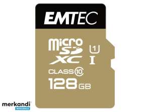 MicroSDXC 128GB EMTEC Adaptör CL10 EliteGold UHS I 85MB/s Blister