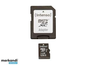 MicroSDXC 128GB Intenso Premium CL10 UHS I -adapterin läpipainopakkaus