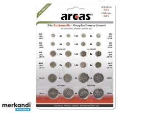 Battery Arcas Button Cells Set AG1 to CR2032 0 Mercury 24 pcs.