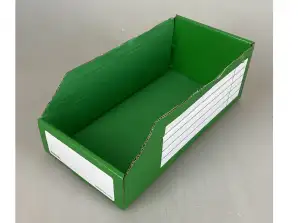 500 stk Grønne oppbevaringsbokser 285 x 147 x 108 mm, Gjenværende lagerpaller Engros for forhandlere