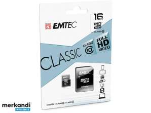 MicroSDHC 16GB EMTEC адаптер CL10 CLASSIC блистер