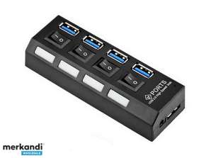 USB 3.0 HUB 4 port with on/off switches and LED