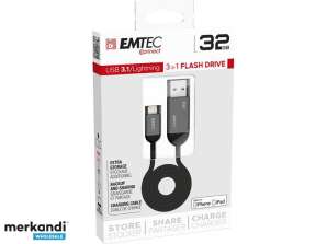 Clé USB Lightning 32 Go EMTEC T750 USB3.1 Dual