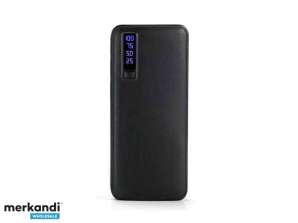 Powerbank 12000mAh LEATHER DESIGN with LED lamp and 3x USB Black