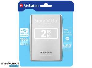 Verbatim Store n Go 2TB Silver External Hard Drive 53189