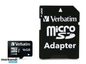 Verbatim MicroSD/SDHC  Card 16GB Premium Class10 + Adapte retail 44082