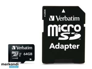 Verbatim PRO MicroSDXC 64GB Cl.10 U3 UHS-I W / adapteris 47042