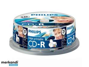 CD-R Philips 700MB 25 gab. Izdrukas tintes printeris, izdrukājams CR7D5JB25 / 00