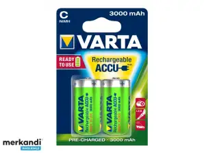 Varta Batteri NiMH Baby C HR14, 1.2V / 3000mAh Ready2Brug (2-Pack) 56714 101 402