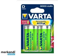 Varta Batterie NiMH Mono D 3000mAh Blister (Pack de 2) 56720 101 402