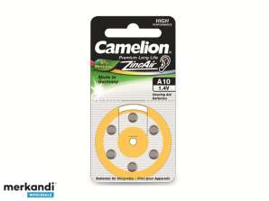 Pilha para aparelho auditivo Camelion zinco-ar, célula A10 0% Mercúrio / Hg amarelo (6 peças)