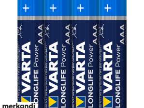 Batterie Varta Alk. Micro AAA LR03 1.5V Longlife Power Shrink. (paquet de 4)