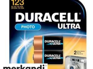 Duracell-batteri lithium CR123A 3V blister (2-pak) 020320
