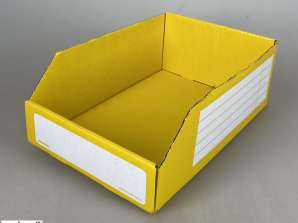 Yellow storage boxes 285 x 197 x 108 mm, remaining stock pallets wholesale for resellers