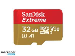 MicroSDHC SANDISK Extreme 32GB įskaitant adapterį SDSQXAF-032G-GN6MA
