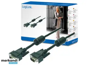 LogiLink-kabel VGA 2x stekker met ferrietkern zwart 10 meter CV0016