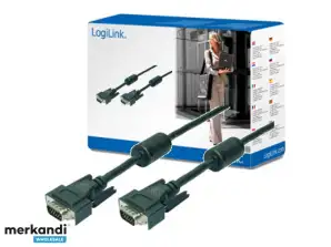 LogiLink kabelis VGA 2x kontaktdakša ar ferīta serdi melns 15 metri CV0017