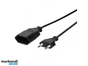 LogiLink power cord extension, Euro plug to socket 3m black CP124