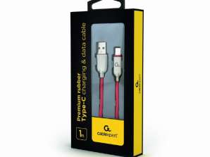 Chargeur USB CableXpert Premium Type-C. Câble de données 1m rouge CC-USB2R-AMCM-1M-R