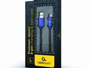 CableXpert 8-Pin cable with metal connectors 1.8m Black CC-USB2J-AMLM-1M-BL
