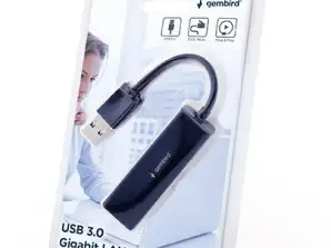 Gembird USB 3.0 - Gigabit LAN Adaptörü ile Flash Bellek Siyah NIC-U3-02