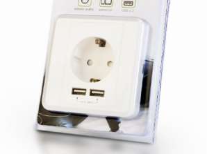 EnerGenie flush-mounted Schuko socket with 2 USB ports White EG-ACU2A2-01