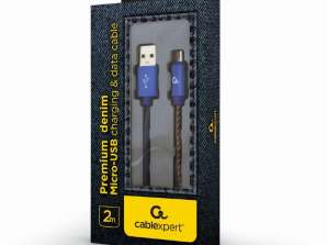CableXpert Micro USB-kabel med metallkontakter 2 m CC-USB2J-AMmBM-2M-BL