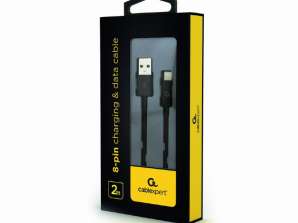 CableXpert 8-Pin charging and data cable 2 m Black CC-USB2P-AMLM-2M