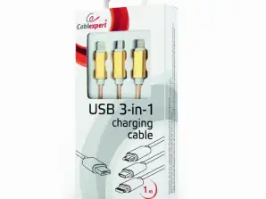 Cable de carga USB CableXpert 3 en 1 1m CC-USB2-AM31-1M-G