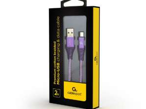 KabelXpert Micro-USB oplaadkabel 2 m paars/wit CC-USB2B-AMmBM-2M-PW