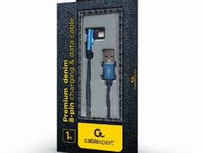 CableXpert 8-pinners kabel 1 m vinkelplugg CC-USB2J-AMLML-1M-BL