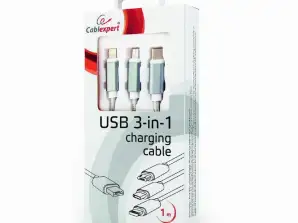 CableXpert 3-in-1 USB charging cable 1m CC-USB2-AM31-1M-S