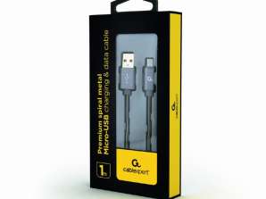 CableXpert Micro-USB charging cable 1 m metallic-grey CC-USB2S-AMmBM-1M-BG