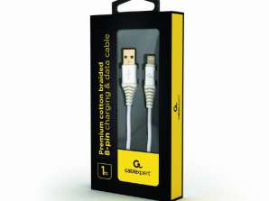 CableXpert 8-pinski kabel za punjenje 1 m srebrni / bijeli CC-USB2B-AMLM-1M-BW2