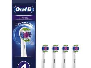 Oral-B 3D hvide børstehoveder til elektrisk tandbørste - pakke med 4